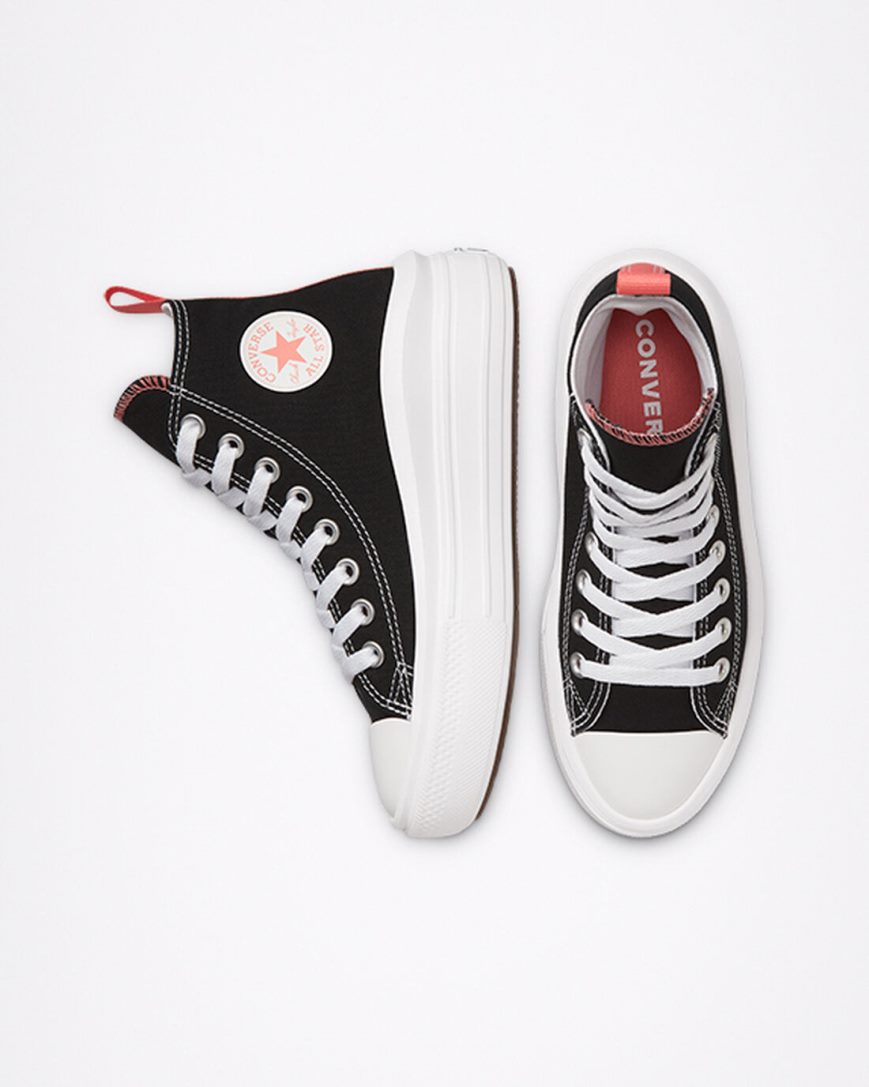 Pantofi Platforma Fete Converse Chuck Taylor All Star Move Inalti Negrii Roz Albi | RO USWCP146